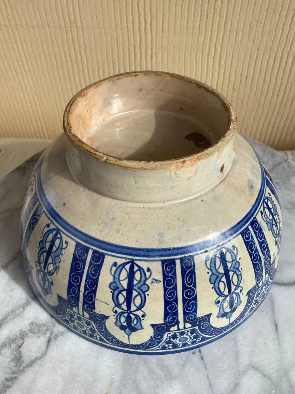 Ancien grand plat tarbouche marocain XIXeme