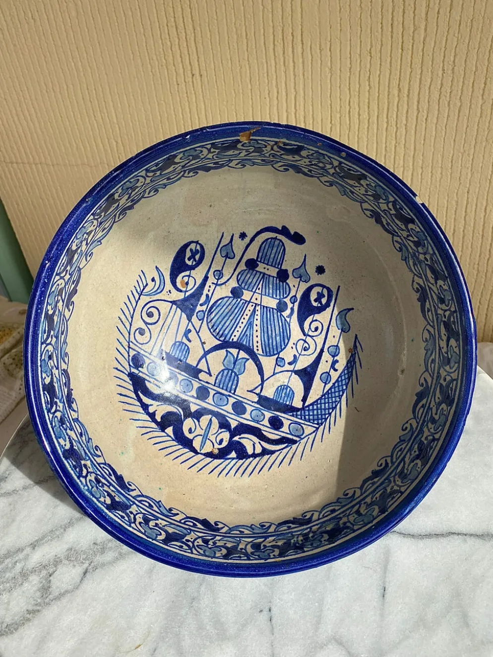 Ancien grand plat tarbouche marocain XIXeme