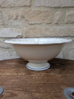 Ancien grand saladier Gien modèle Rouen arabesques bleu 30x14cm