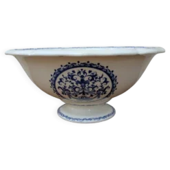 Ancien grand saladier Gien modèle Rouen arabesques bleu 30x14cm