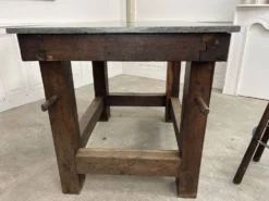 Ancien ilot de travail 1930 en chêne et granit