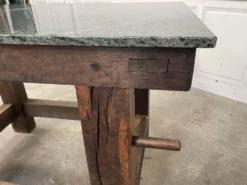 Ancien ilot de travail 1930 en chêne et granit