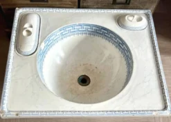 Ancien Lavabo en Porcelaine décor bleu Vintage
