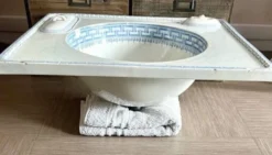 Ancien Lavabo en Porcelaine décor bleu Vintage