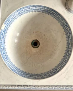 Ancien Lavabo en Porcelaine décor bleu Vintage