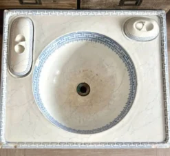 Ancien Lavabo en Porcelaine décor bleu Vintage