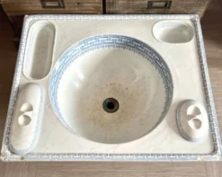 Ancien Lavabo en Porcelaine décor bleu Vintage
