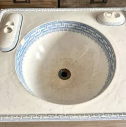 Ancien Lavabo en Porcelaine décor bleu Vintage