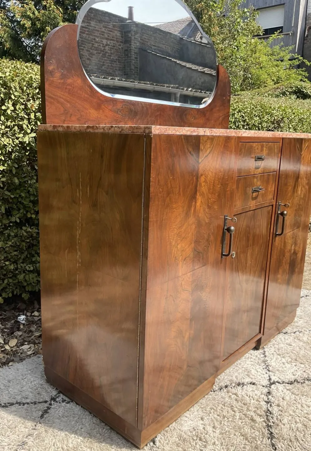 Ancien meuble Art Déco en noyer années 40-50
