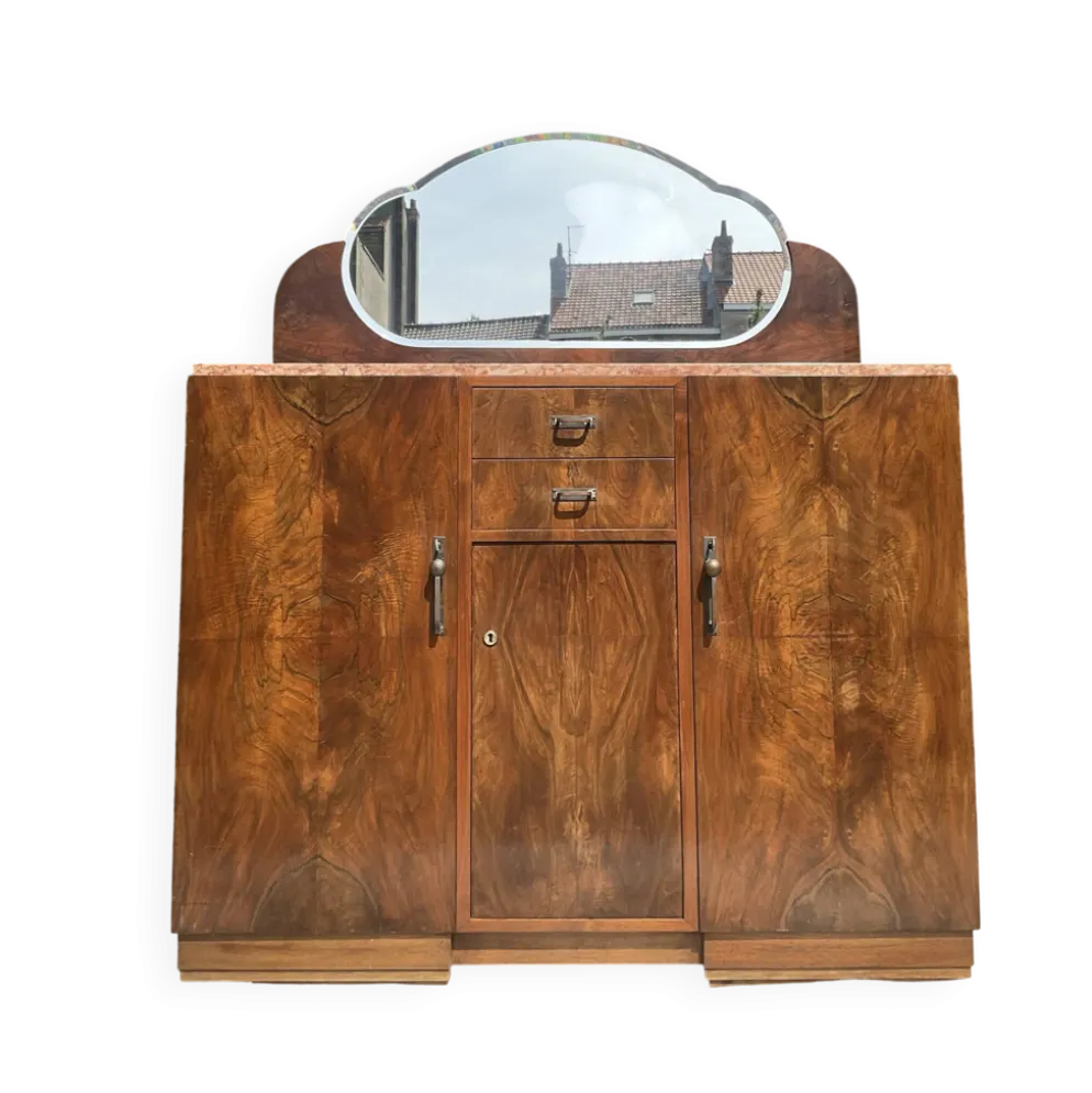 Ancien meuble Art Déco en noyer années 40-50