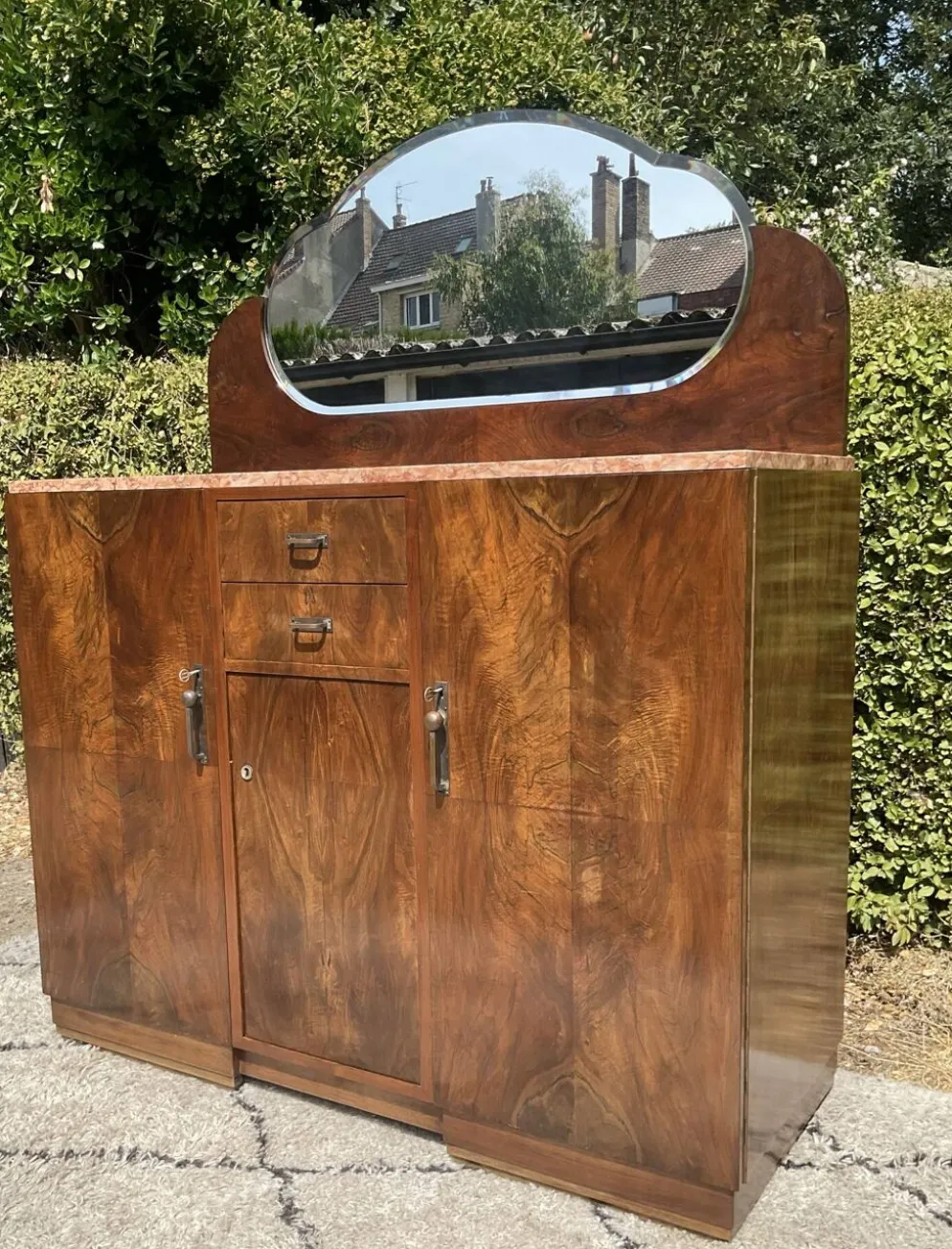 Ancien meuble Art Déco en noyer années 40-50