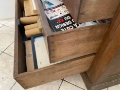 Ancien meuble de métier, comptoir à 3 tiroirs en chêne