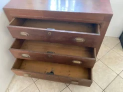 Ancien meuble de métier, comptoir à 3 tiroirs en chêne