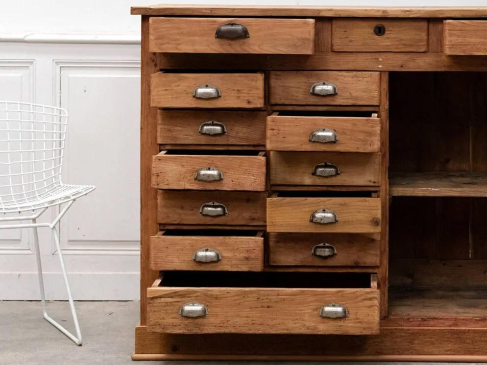 Ancien meuble de métier 1930 en sapin