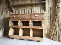 Ancien Meuble Grainetier D’épicerie – Tiroirs, Vitrines & Plaques Émai