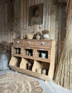 Ancien Meuble Grainetier D’épicerie – Tiroirs, Vitrines & Plaques Émai