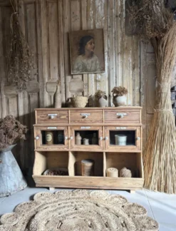 Ancien Meuble Grainetier D’épicerie – Tiroirs, Vitrines & Plaques Émai