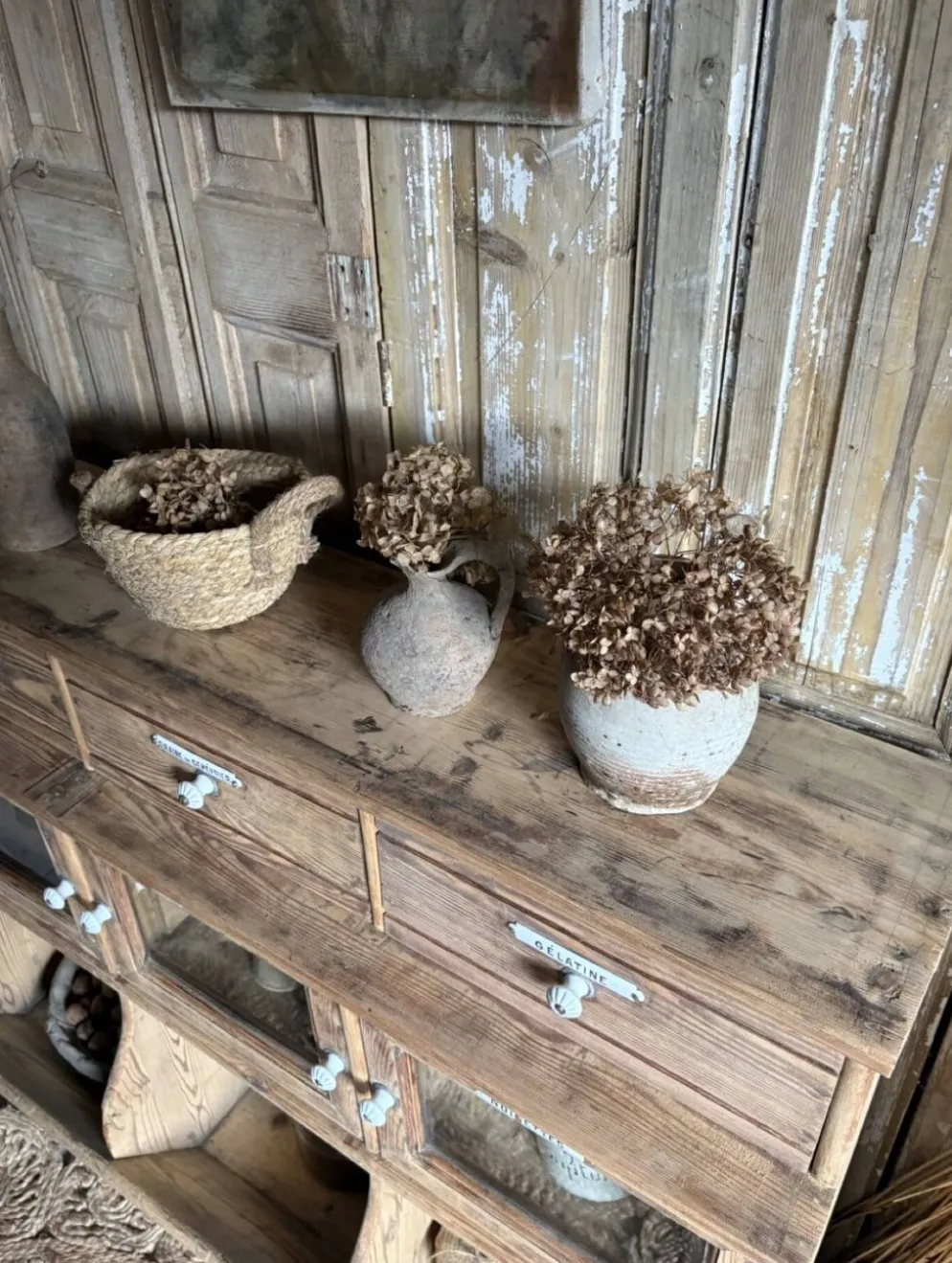 Ancien Meuble Grainetier D’épicerie – Tiroirs, Vitrines & Plaques Émai