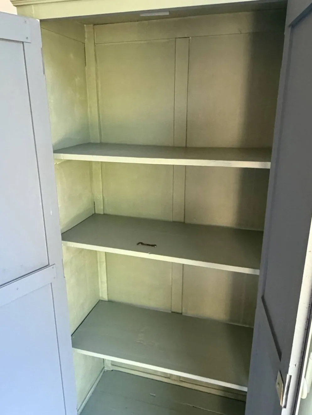 Ancienne Armoire parisienne patinée vert sauge