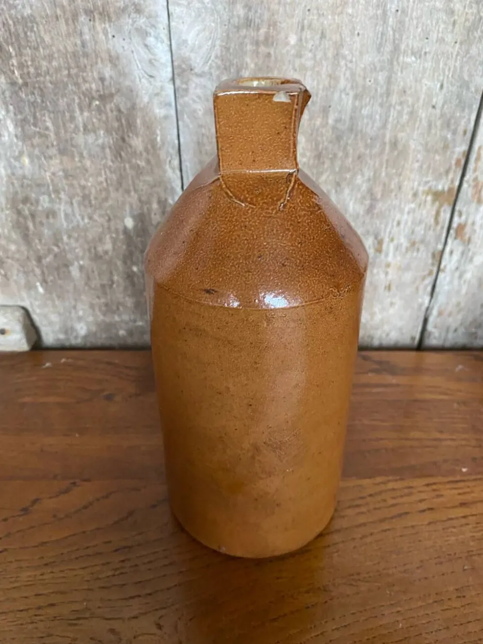 Ancienne Bouteille Doulton Lambeth Grès au Sel Marron Culot Carré 1860