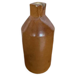 Ancienne Bouteille Doulton Lambeth Grès au Sel Marron Culot Carré 1860