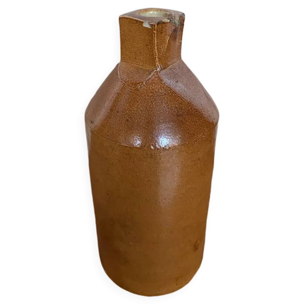 Ancienne Bouteille Doulton Lambeth Grès au Sel Marron Culot Carré 1860
