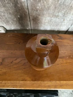 Ancienne Bouteille Doulton Lambeth Grès au Sel Marron Culot Carré 1860
