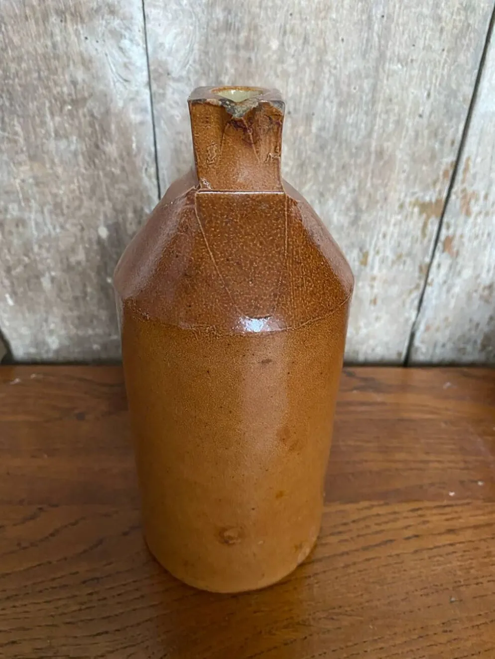 Ancienne Bouteille Doulton Lambeth Grès au Sel Marron Culot Carré 1860