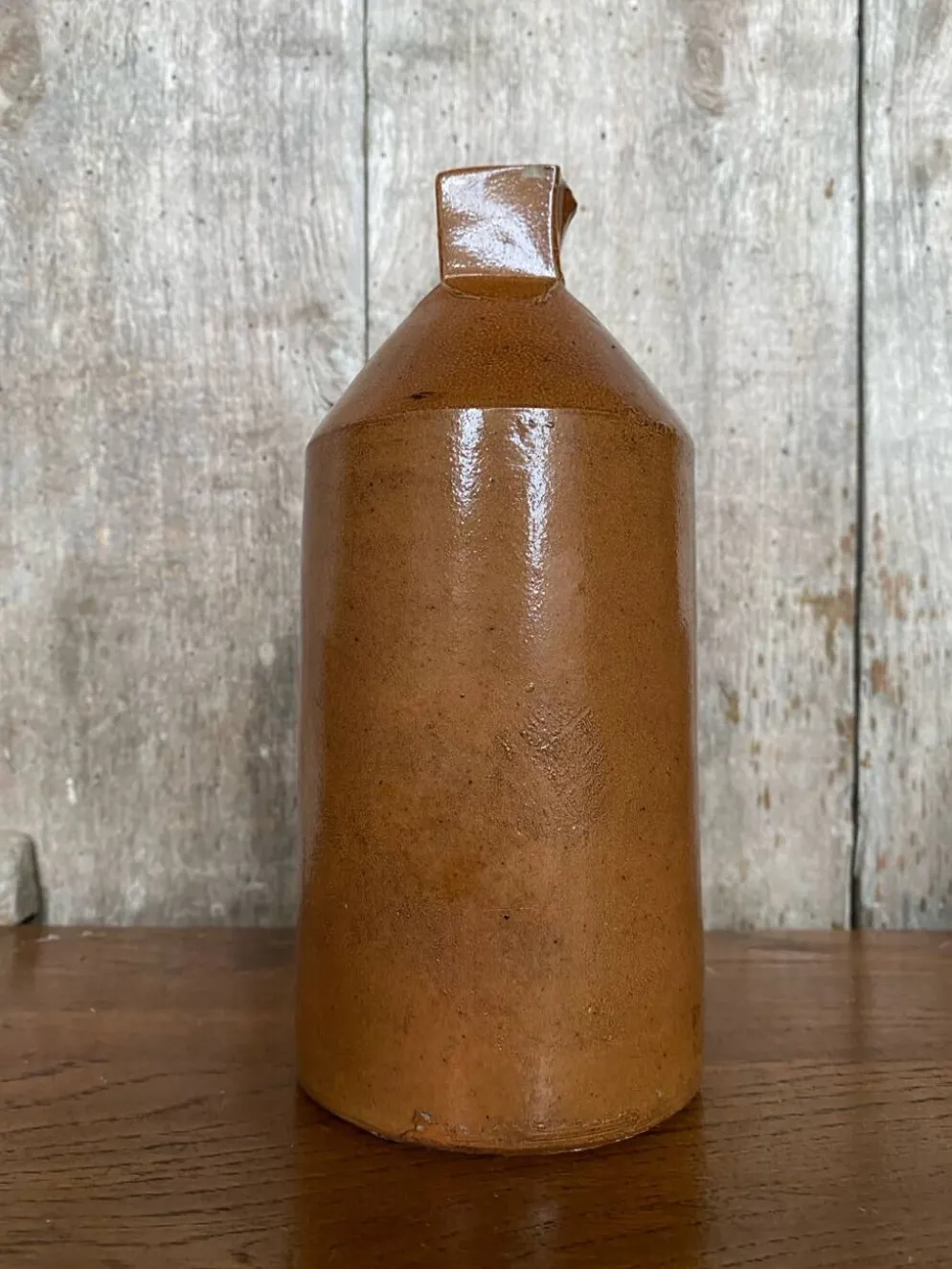 Ancienne Bouteille Doulton Lambeth Grès au Sel Marron Culot Carré 1860