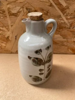 Ancienne bouteille grès de l’arnon gris décor feuilles france vintage