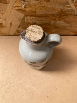 Ancienne bouteille grès de l’arnon gris décor feuilles france vintage