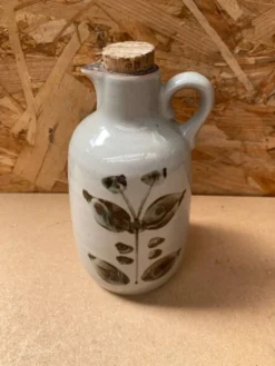 Ancienne bouteille grès de l’arnon gris décor feuilles france vintage