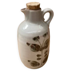 Ancienne bouteille grès de l’arnon gris décor feuilles france vintage