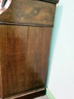 Ancienne commode lavabo en ronce de noyer et marbre blanc – XIXe siècl