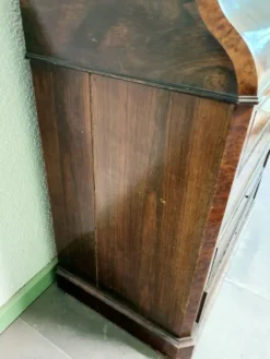 Ancienne commode lavabo en ronce de noyer et marbre blanc – XIXe siècl