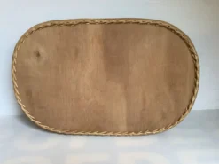 Ancienne corbeille plateau osier rotin perles de bois