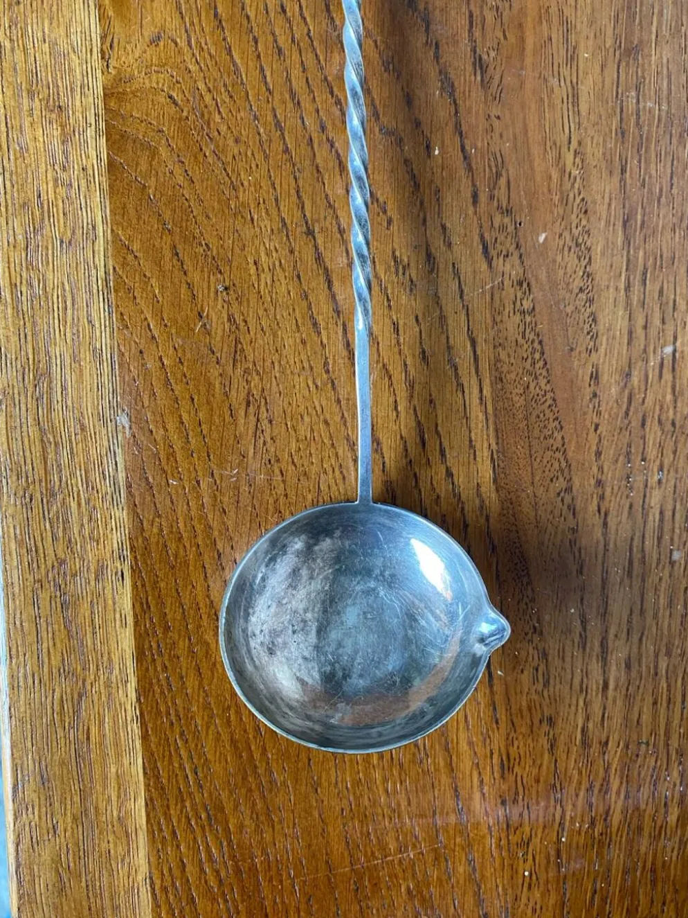 Ancienne Louche Punch Orfèvrerie Cailar Bayard Metal Argent Manche Torsadé #B341