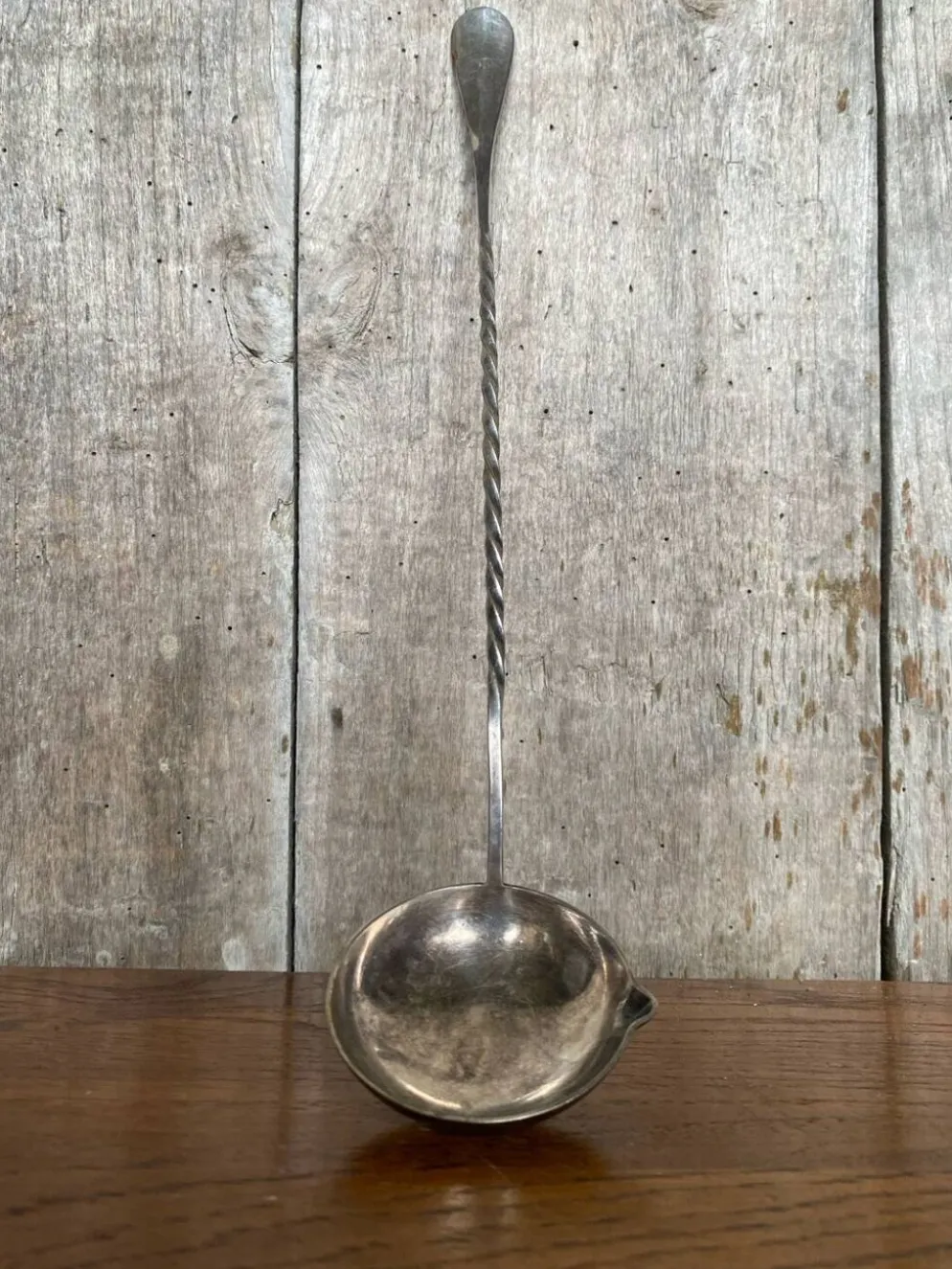 Ancienne Louche Punch Orfèvrerie Cailar Bayard Metal Argent Manche Torsadé #B341