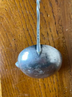 Ancienne Louche Punch Orfèvrerie Cailar Bayard Metal Argent Manche Torsadé #B341