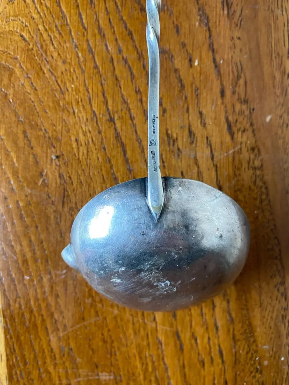 Ancienne Louche Punch Orfèvrerie Cailar Bayard Metal Argent Manche Torsadé #B341