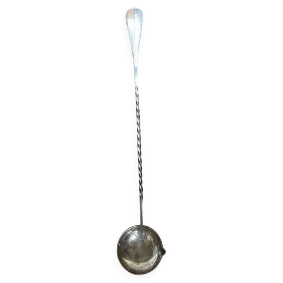 Ancienne Louche Punch Orfèvrerie Cailar Bayard Metal Argent Manche Torsadé #B341
