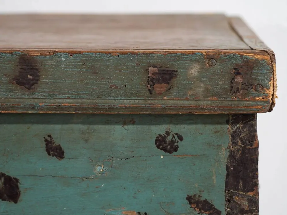 Ancienne malle de rangement vert menthe (c.1920)