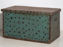 Ancienne malle de rangement vert menthe (c.1920)