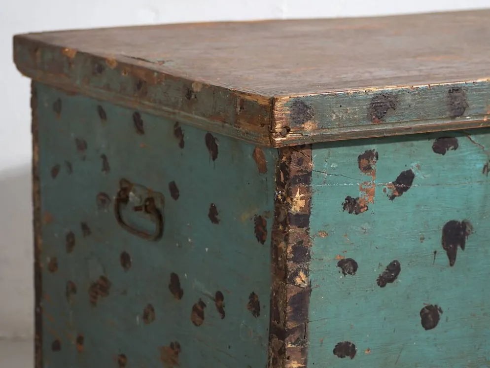 Ancienne malle de rangement vert menthe (c.1920)