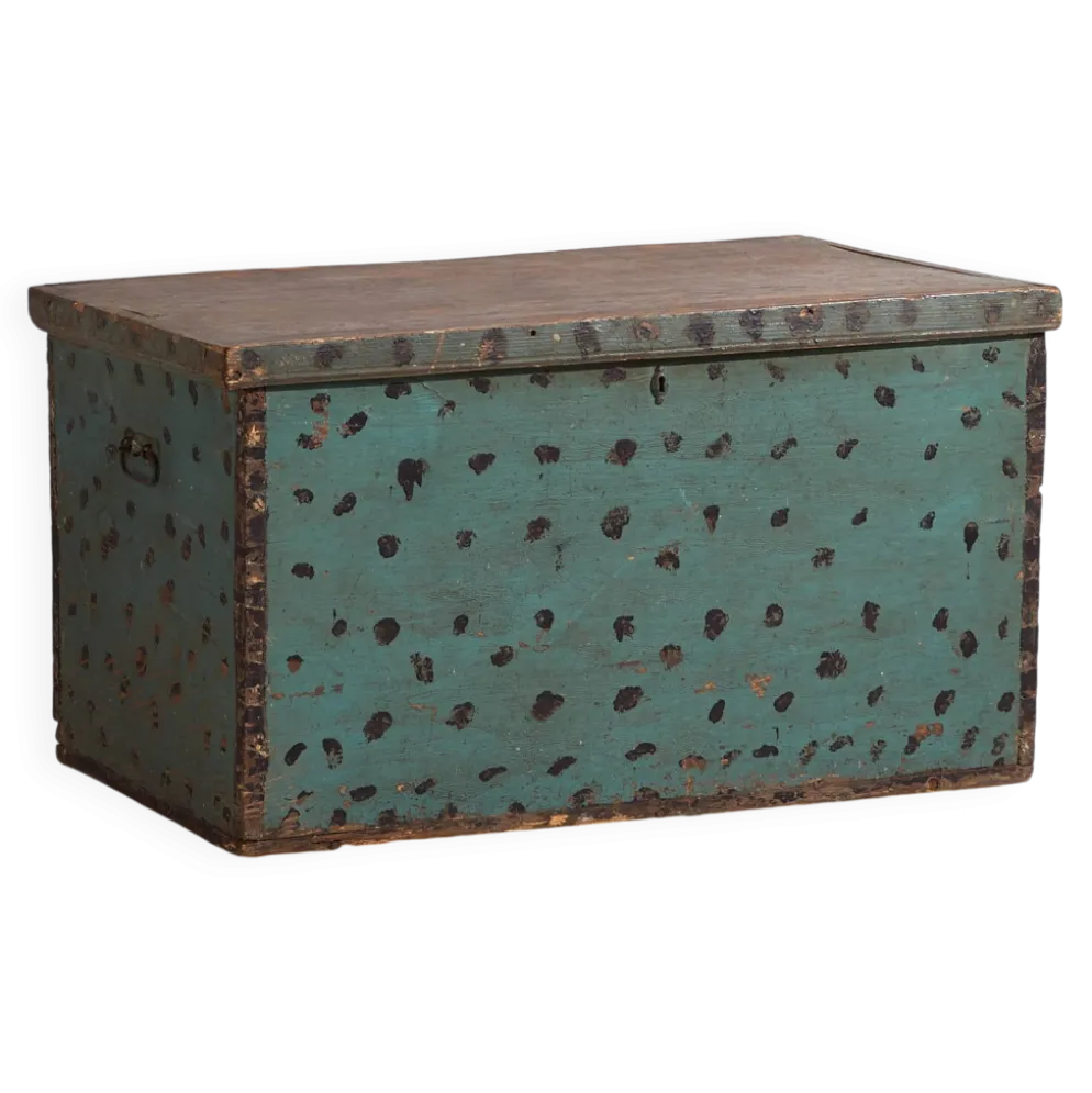 Ancienne malle de rangement vert menthe (c.1920)