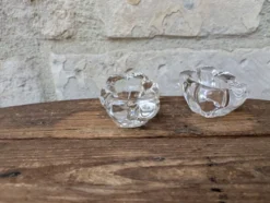 Ancienne paire de saleron en cristal Daum France