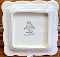 9 anciennes assiettes carrées à cake dessert apéritif Longwy Moustier