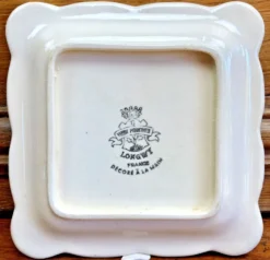 9 anciennes assiettes carrées à cake dessert apéritif Longwy Moustier
