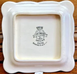 9 anciennes assiettes carrées à cake dessert apéritif Longwy Moustier