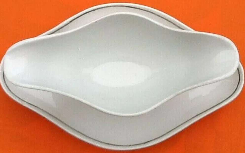 Ancienne saucière à décor floral Faïence HBCM (Hippolyte Boulenger Creil-Montereau)